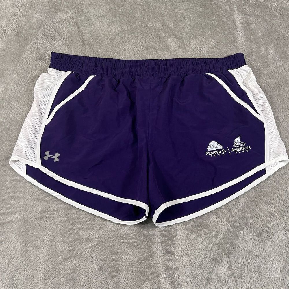 Under‎ Armour Women's HeatGear Running Shorts Purple/White Size XL Lounge